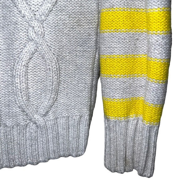 Old Navy | Yellow Striped Long Sleeves Cable knit Gray Cotton Sweater - Picture 7 of 14
